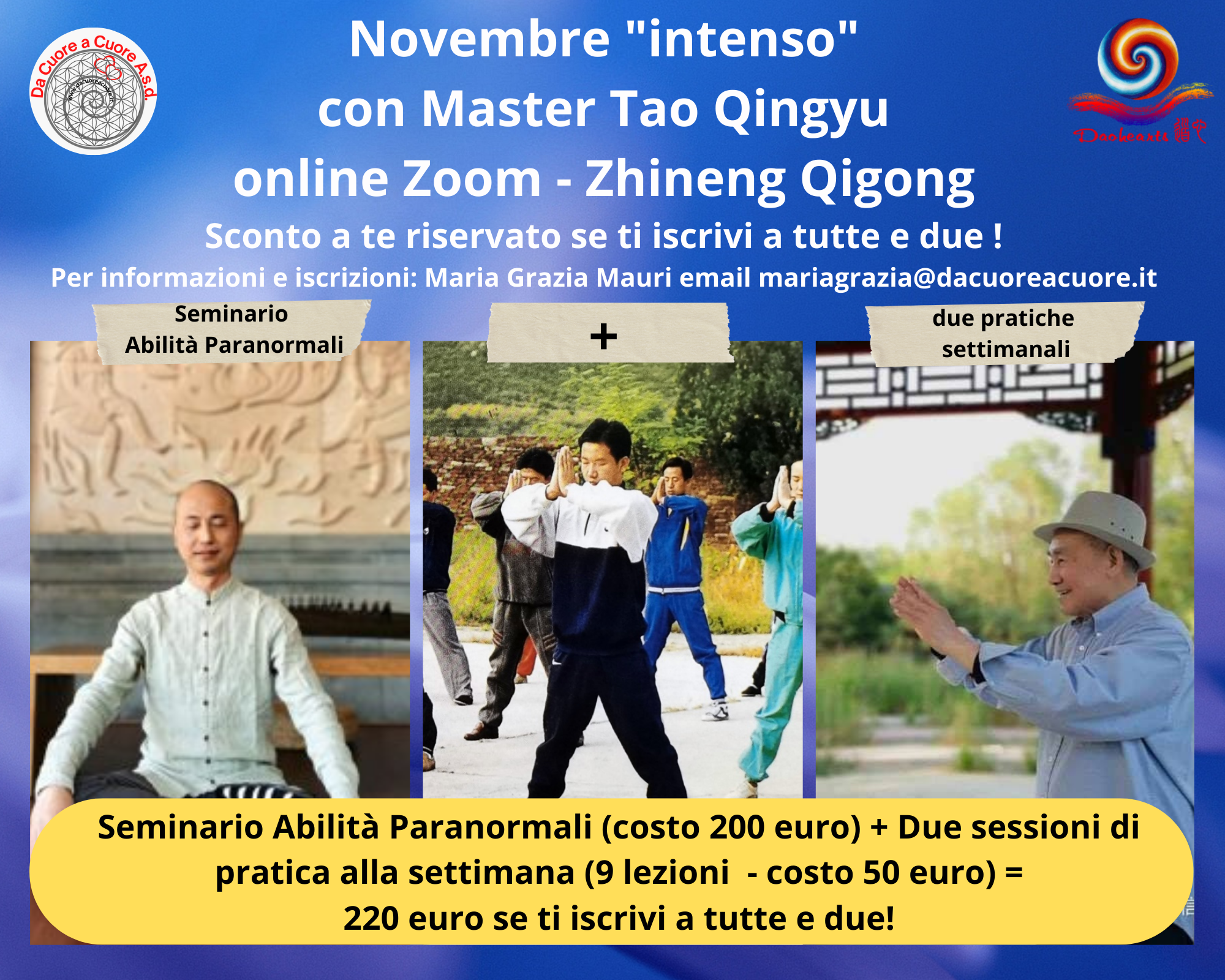 Novembre intenso online Zoom con Master Tao Qingyu e Zhineng Qigong 