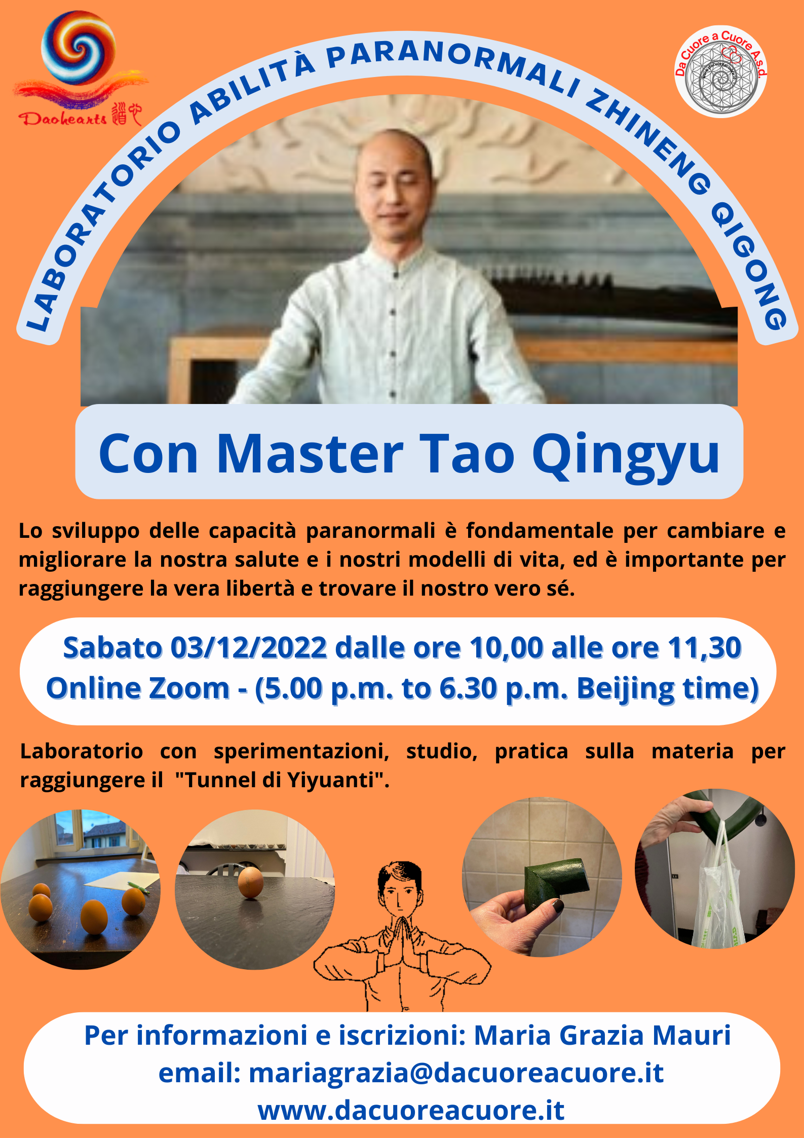 Laboratorio Paranormale online Zoom con Master Tao Qingyu